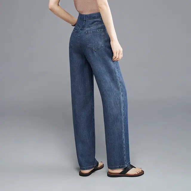 娅丽达 水洗中腰宽松阔腿牛仔裤 女款