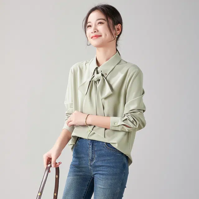 娅丽达 纯色通勤直筒长袖衬衫 女款