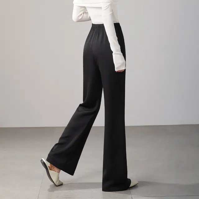 娅丽达 通勤纯色高腰微喇休闲裤 女款