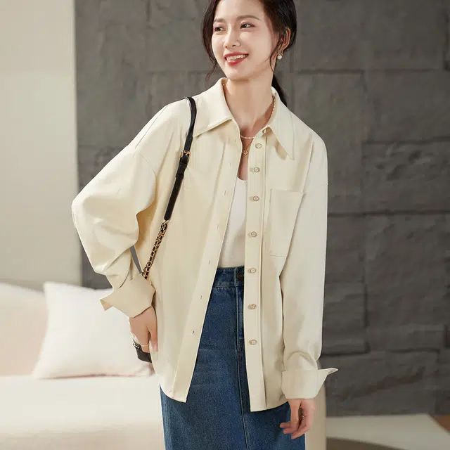 娅丽达 纯色宽松休闲长袖衬衫 女款