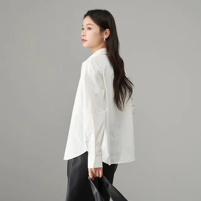 娅丽达 法式宽松翻领纯色长袖衬衫 女款