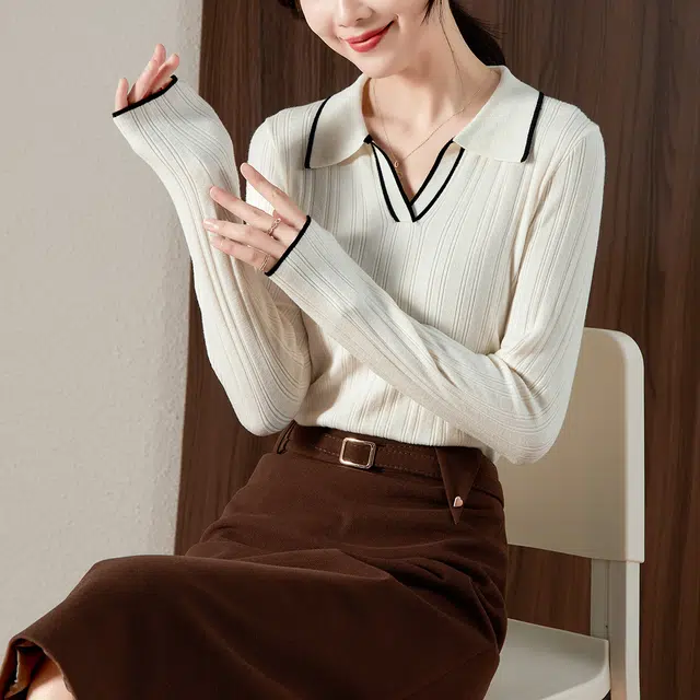 娅丽达 纯色套头加厚长袖针织衫 女款