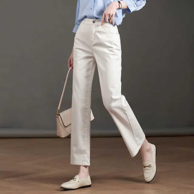 娅丽达 中腰直筒纯色九分牛仔裤 女款