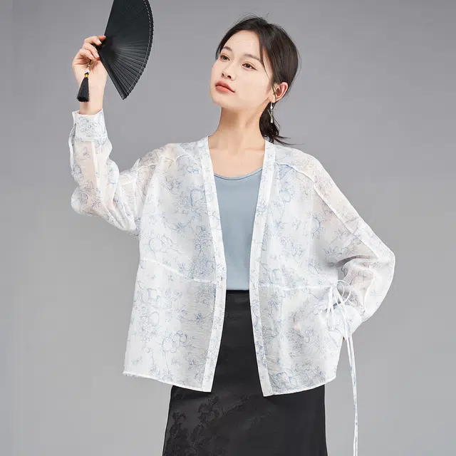 娅丽达 满印一粒扣宽松长袖衬衫 女款