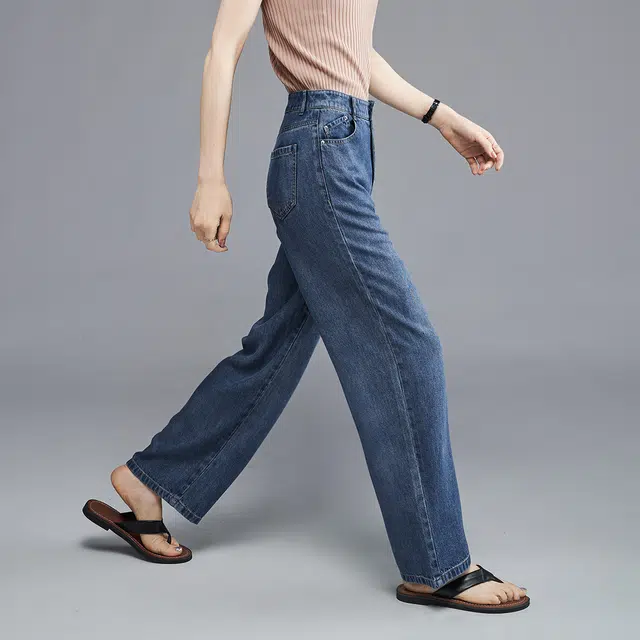 娅丽达 水洗中腰宽松阔腿牛仔裤 女款