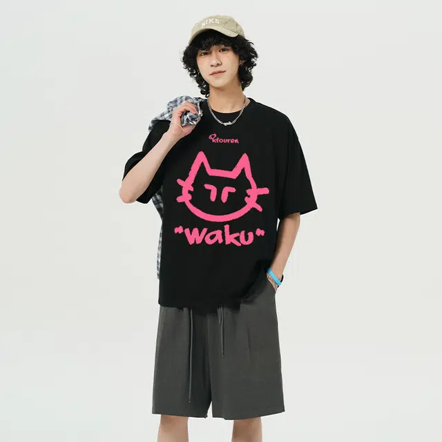 K411 Cartoon Cat Logo T-Shirt