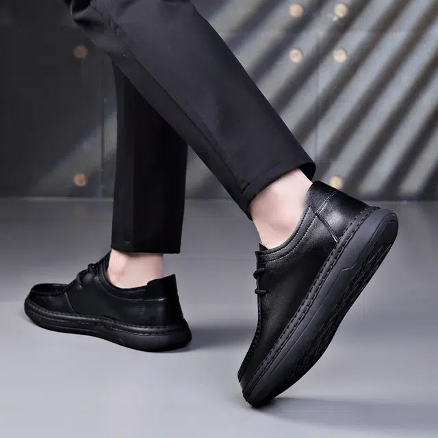 罗蒙 二层牛皮 系带软面 英伦风  休闲鞋 男款 黑色