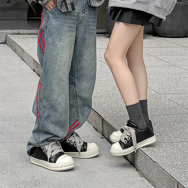 欧美时尚厚底潮流 防滑耐磨增高 低帮 板鞋 男女同款 黑色