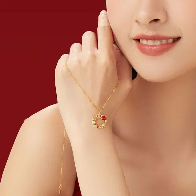 逸之璟 有钱花 暴富暴美 蛇年新潮穿搭配饰 招财聚财转运钱币 小众轻奢富贵设计感锁骨链 多财多福 #好运 玛瑙 项链 女款