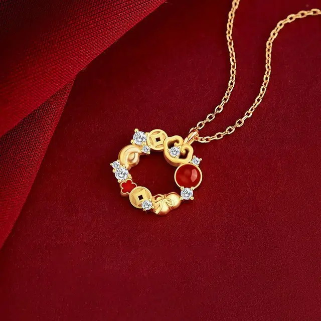 逸之璟 有钱花 暴富暴美 蛇年新潮穿搭配饰 招财聚财转运钱币 小众轻奢富贵设计感锁骨链 多财多福 #好运 玛瑙 项链 女款