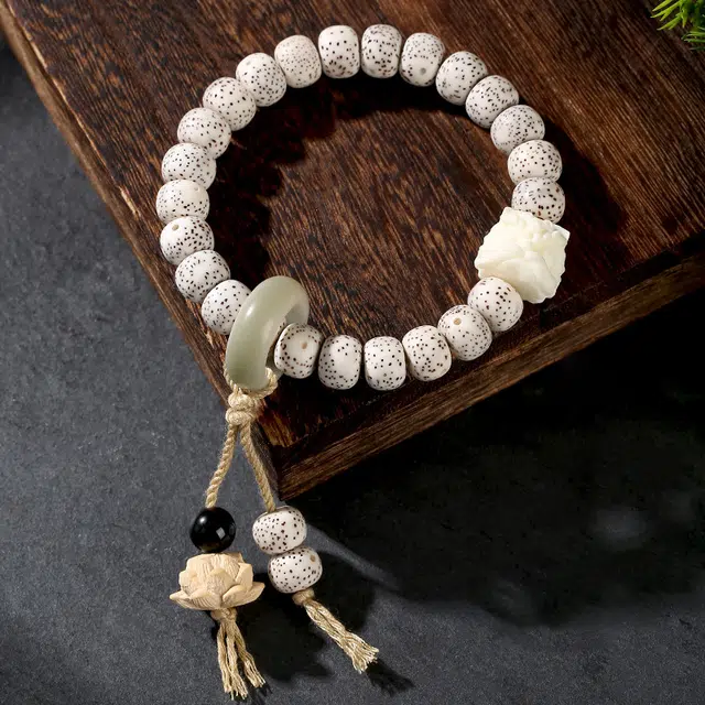 逸之璟 平安喜乐 新中式 国潮复古小众 莲花醒狮民族风文玩佛珠 诸事顺利一帆风顺#好运 星月菩提 手串 男女同款情侣款