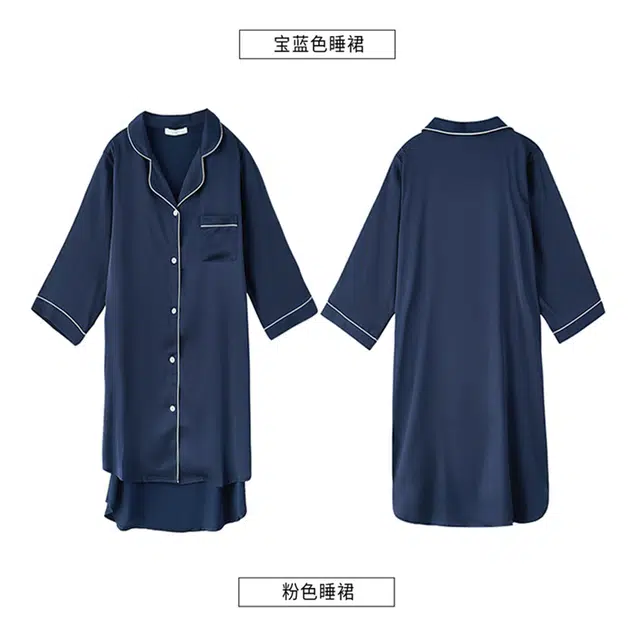 北极绒 薄款透气七分袖甜美睡裙 女款