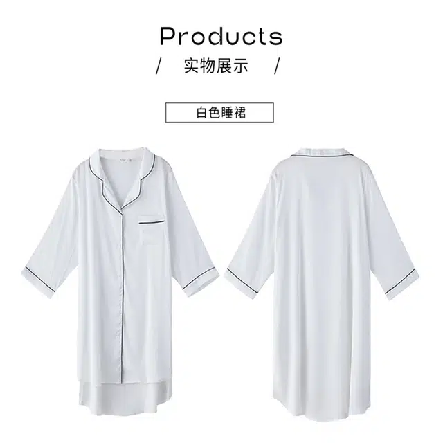 北极绒 薄款透气七分袖甜美睡裙 女款