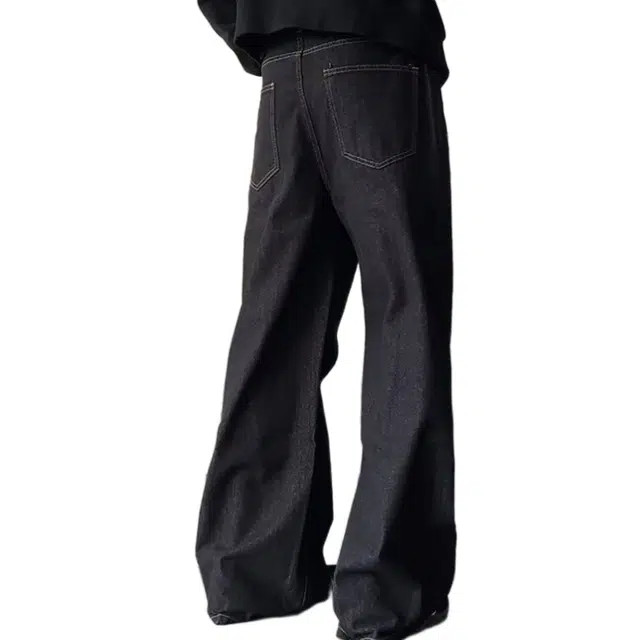 大格子与黑猫 美式高街高级感春秋季设计直筒宽松微喇阔腿长裤牛仔裤 男女同款