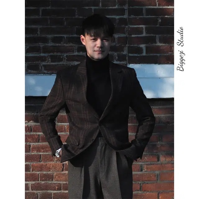 大格子与黑猫 意式复古格纹羊毛呢绅士修身西服英伦商务格子雅痞秋冬粗花呢西装 男款