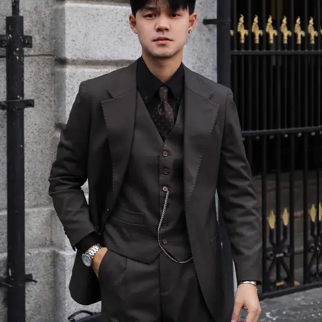 大格子与黑猫 意式那不勒斯修身上班商务雅痞绅士高品质复古外套西装 男款