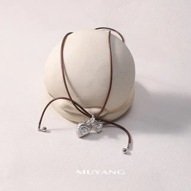 【刺绣双心】电镀铑金 韩式进口蜡绳 慕阳 轻奢高级感吊坠 多种佩戴方式简约锁骨链 优雅气质百搭可调节 锆石爱心毛衣链 钛钢 项链 女款