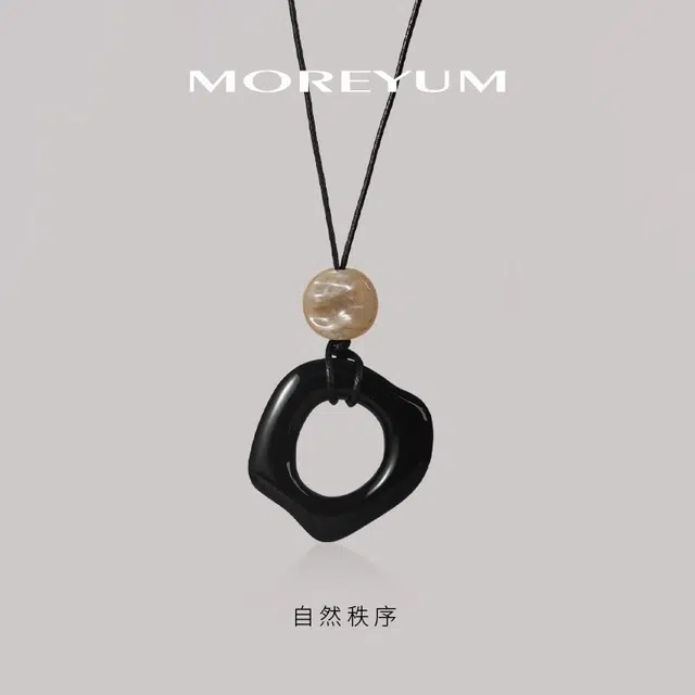 慕阳 小众简约烟雨圆圈 轻奢高级感设计气质优雅百搭 时尚个性长款日常百搭通勤 精美礼盒 可调节 树脂 项链 女款