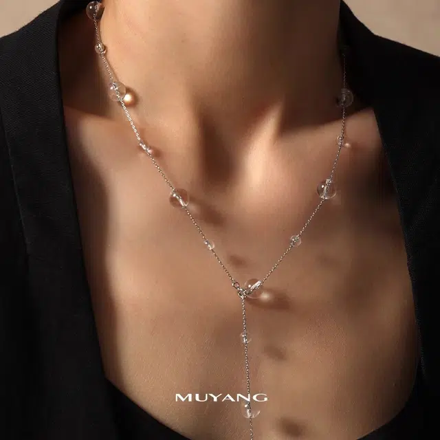 慕阳 晶莹长款毛衣链小众轻奢新中式简约高级设计个性时尚优雅浪漫日常通勤精致经典百搭休闲 精美礼盒好运合成/人造 白水晶 项链 女款