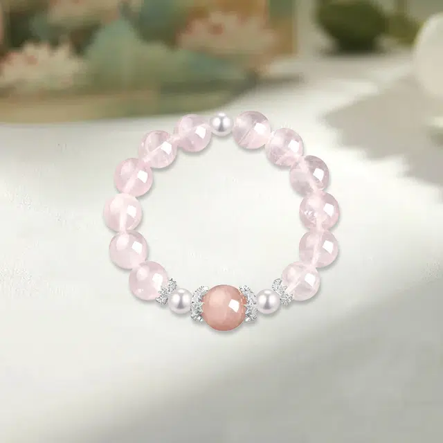 金嘉福 招桃花荔枝冻珠串 甜美气质可爱 轻奢小众高级感 梦幻粉早日脱单招人缘运能量磁场好运 粉水晶 手串 男女同款情侣款