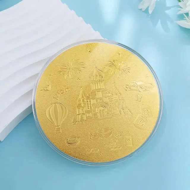 金嘉福 黄金大饼 创意个性攒钱金饼 理财储蓄收藏纪念金摆件 平安喜乐 妈妈我爱你 新婚快乐#好运 足金 按克计价 金币 男女同款情侣款