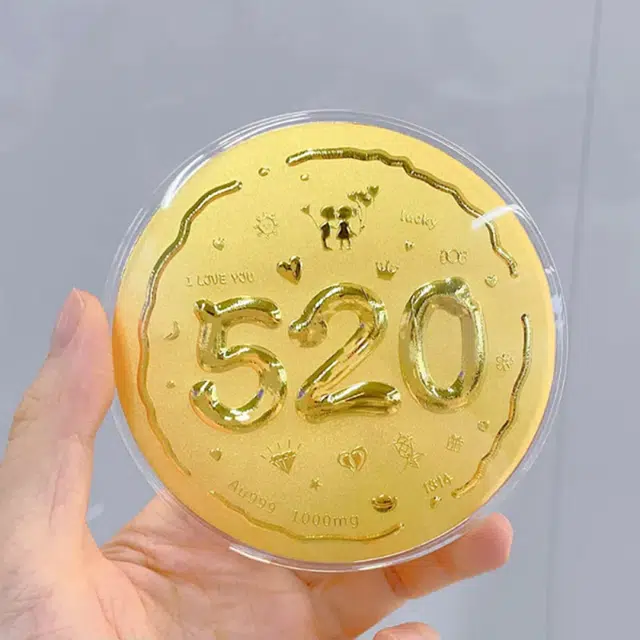 金嘉福 黄金大饼 创意个性攒钱金饼 理财储蓄收藏纪念金摆件 平安喜乐 妈妈我爱你 新婚快乐#好运 足金 按克计价 金币 男女同款情侣款