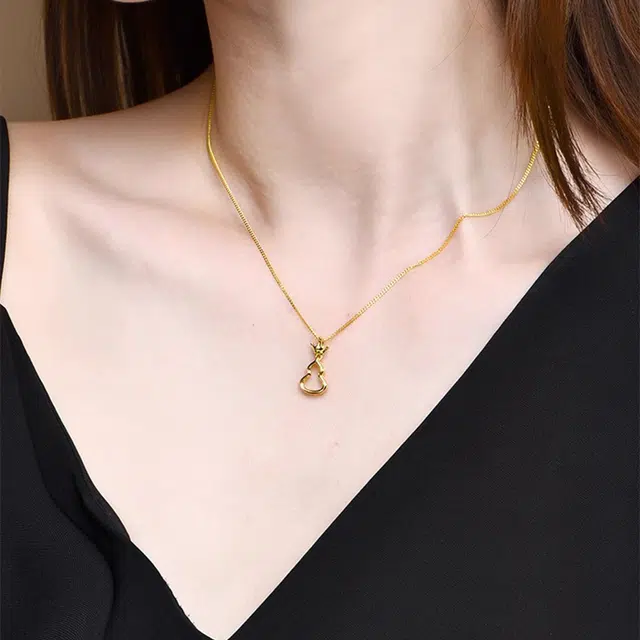 金嘉福 好运福禄双全闪耀镶钻 小葫芦锁骨链女王皇冠 简约轻奢高级 足金 按克计价 黄金项链 女款