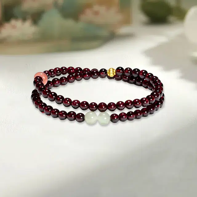 金嘉福 【鸿福满仓】转运珠 小众平安红兴旺榴顺遂吉星高照国潮事事圆满#好运处理石榴石手串 男女同款情侣款