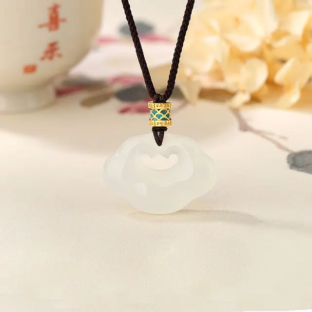 【甄选高品质】 金嘉福 吉祥富贵祥云锁 中式国风显白转运招财纳福平安喜乐简约小众时尚百搭精致高级#好运 玉髓 项链 男女同款情侣款