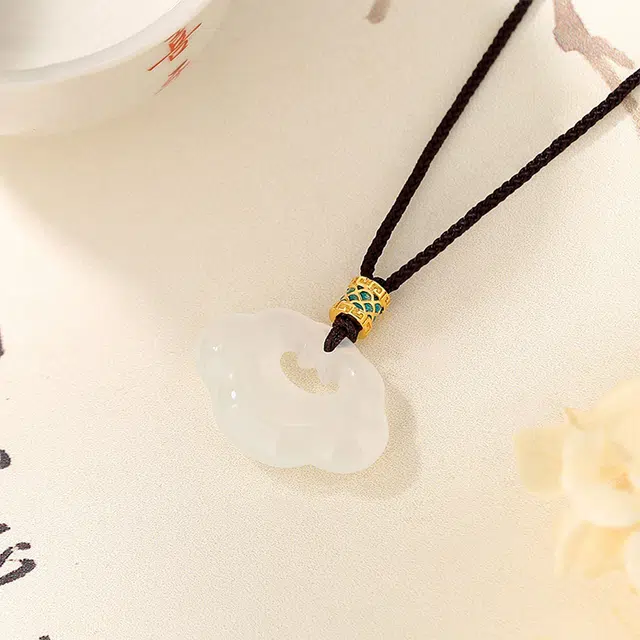 【甄选高品质】 金嘉福 吉祥富贵祥云锁 中式国风显白转运招财纳福平安喜乐简约小众时尚百搭精致高级#好运 玉髓 项链 男女同款情侣款