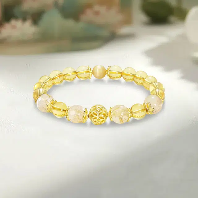 金嘉福 有钱花 八方来财 招财进宝 时来运转 新中式小众设计高级感贵气轻奢 #好运 黄水晶 手串 男女同款情侣款