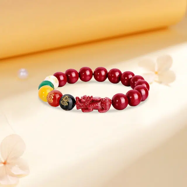 【五路财神】 金嘉福 好运貔貅 新中式国潮风本命年小众设计转运手饰八方来财#好运腕饰礼盒装合成/人造 朱砂 手串 男女同款情侣款