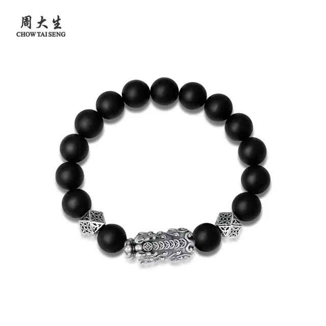 周大生 【泼天富贵】招财纳福吞金兽貔貅手饰 时尚国潮男友风#好运 挚爱长辈高级设计日常穿搭礼盒装天然 玛瑙 手串 男女同款情侣款