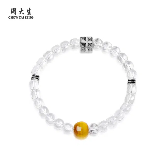 周大生 星月相伴 财运爆棚 新中式轻奢国风#好运天然 白水晶 手串 男女同款情侣款