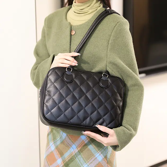 恒源祥 时尚百搭菱格大气高级感复古通勤 超纤合成革 单肩包 女款 多色