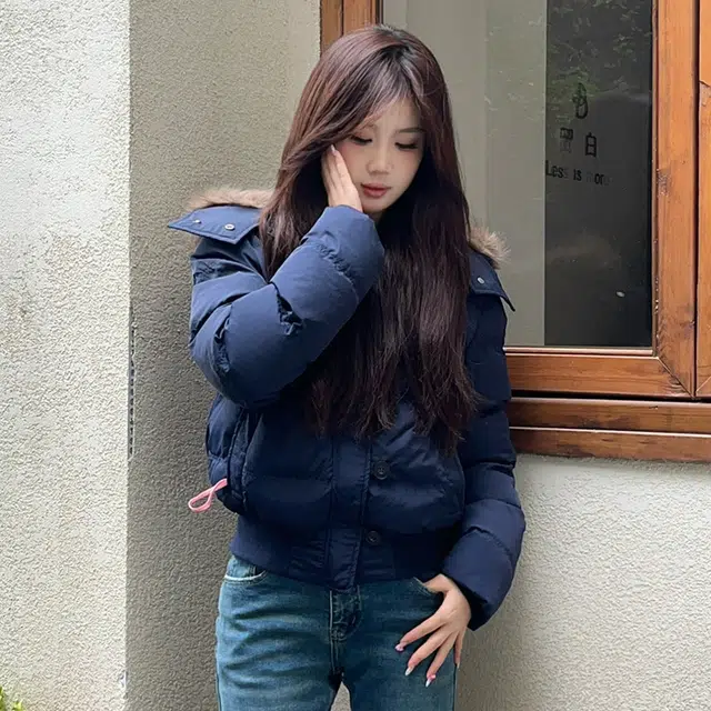 困住大象 韩系复古高级感毛领设计感美式高街时尚连帽舒适长袖加厚保暖宽松外套潮流百搭气质休闲棉服 男女同款 藏蓝色