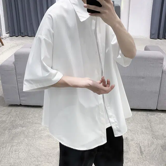 拾个壹先生 美式经典纯色抗皱百搭商务休闲短袖衬衫 男女同款