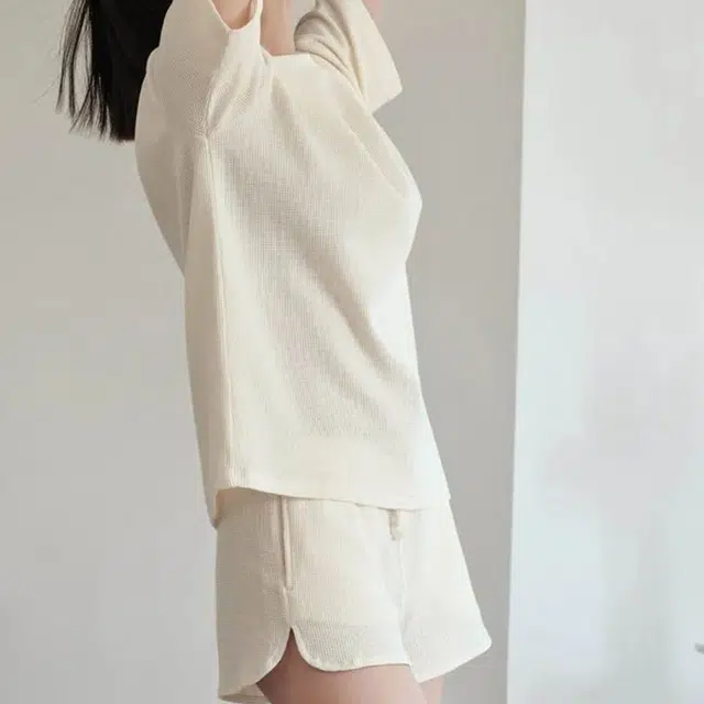 怡吾色 华夫格系列休闲棉纯色短袖短裤套装 简约清新可外穿家居套装 女款 多色