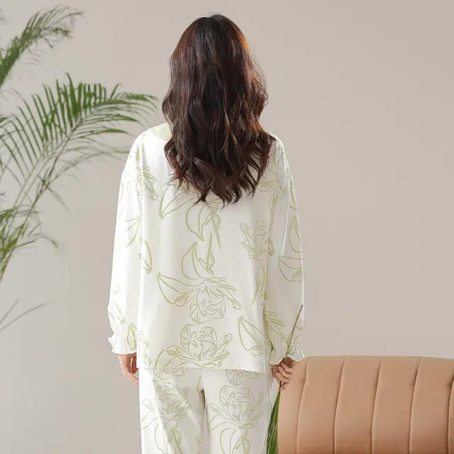 怡吾色 防螨抗菌新疆棉长袖睡衣家居服法式印花可外穿家居套装甜美睡裙套装 女款