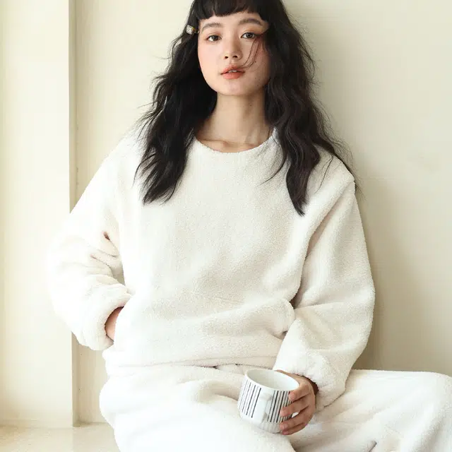 怡吾色 简约舒适圆领长袖长裤可外穿睡衣套装 女款