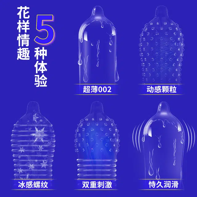 陌陌 大满足五合一避孕套 螺纹颗粒水润倍滑玻尿酸加厚超薄持久