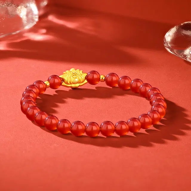 醉倾城 好运莲莲 莲花转运金珠 国风新中式精致显白小众设计 轻奢高级感 玛瑙 玉石手串 女款