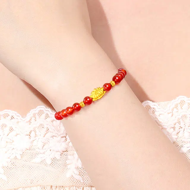 醉倾城 好运莲莲 莲花转运金珠 国风新中式精致显白小众设计 轻奢高级感 玛瑙 玉石手串 女款