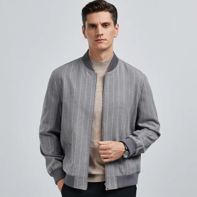 SEPTWOLVES Striped Baseball Collar Windbreaker