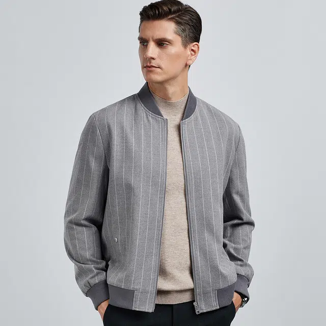 SEPTWOLVES Striped Baseball Collar Windbreaker