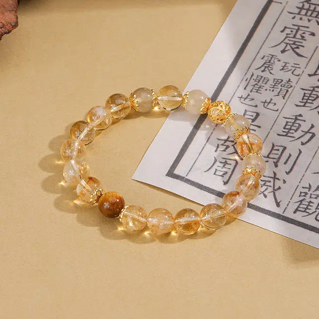 庆怡 新中式国潮招财纳福财源滚滚时尚百搭#好运 黄水晶 手串 男女同款情侣款