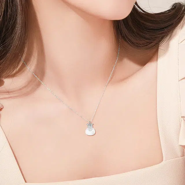 庆怡 招财纳福新中式国风温婉女神聚财福袋 玉髓 玉石项链 女款