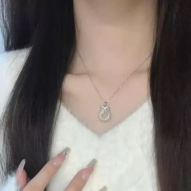 庆怡 在逃公主蝴蝶结平安扣 精致甜美森系 高级感平安扣锁骨链 玉髓 项链 男女同款情侣款
