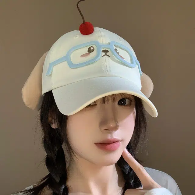 樱桃果子小狗主题单品 尚先生 可爱少女心百搭显脸小配饰 棉与聚酯纤维材质 草帽时尚鸭舌帽 男女同款情侣款