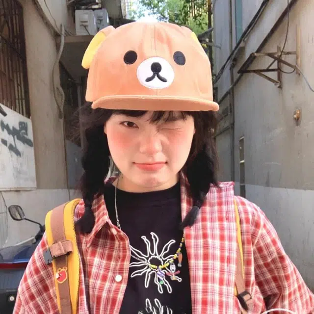 可爱小棕熊主题帽饰 尚先生 草帽可爱小棕熊卡通刺绣大头围显脸小春夏户外运动遮阳防晒帽 优质棉质 鸭舌帽 男女同款情侣款